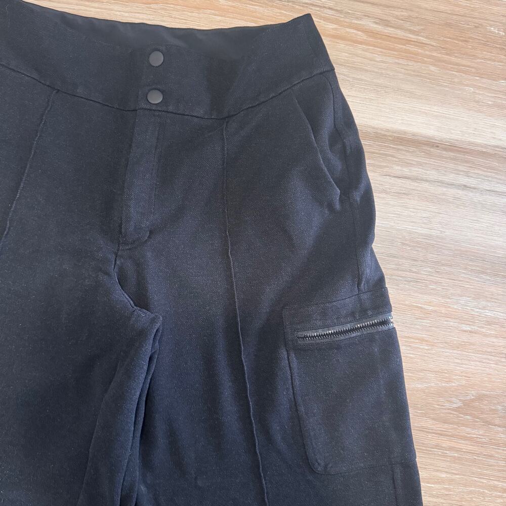 Athleta Venice Heathered Cargo Pant Black Wide Leg High Rise Women's 14 Tall - Picture 3 of 11